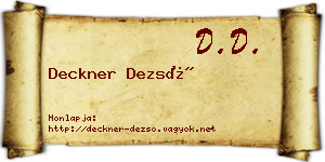 Deckner Dezső névjegykártya